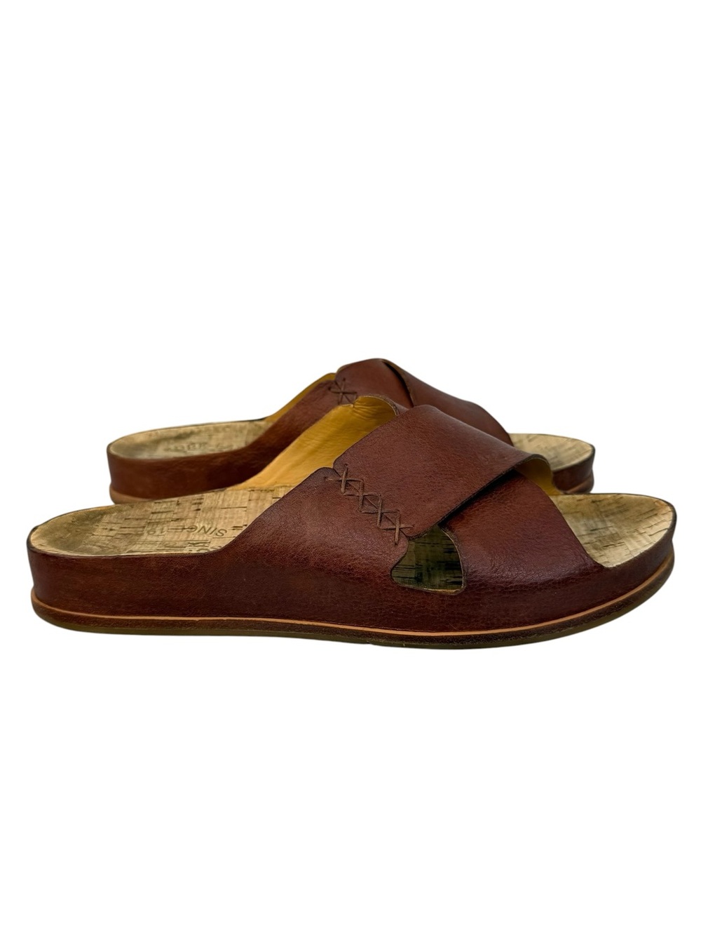 Kork-Ease Amboy Brown Leather Slide Sandals Womens Size 9